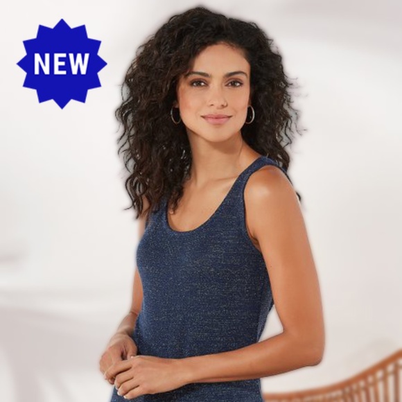 Tank-Navy Blue - Glitzy Nights  - Soft Surroundings - Large -NWT - Sealed - Picture 1 of 5